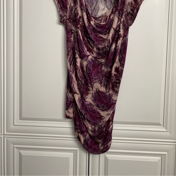 Apt 9 Women Sz Large Purple Pink Scoop Neck Short Sleeve Ruched Knit Midi Dress - Picture 3 of 13